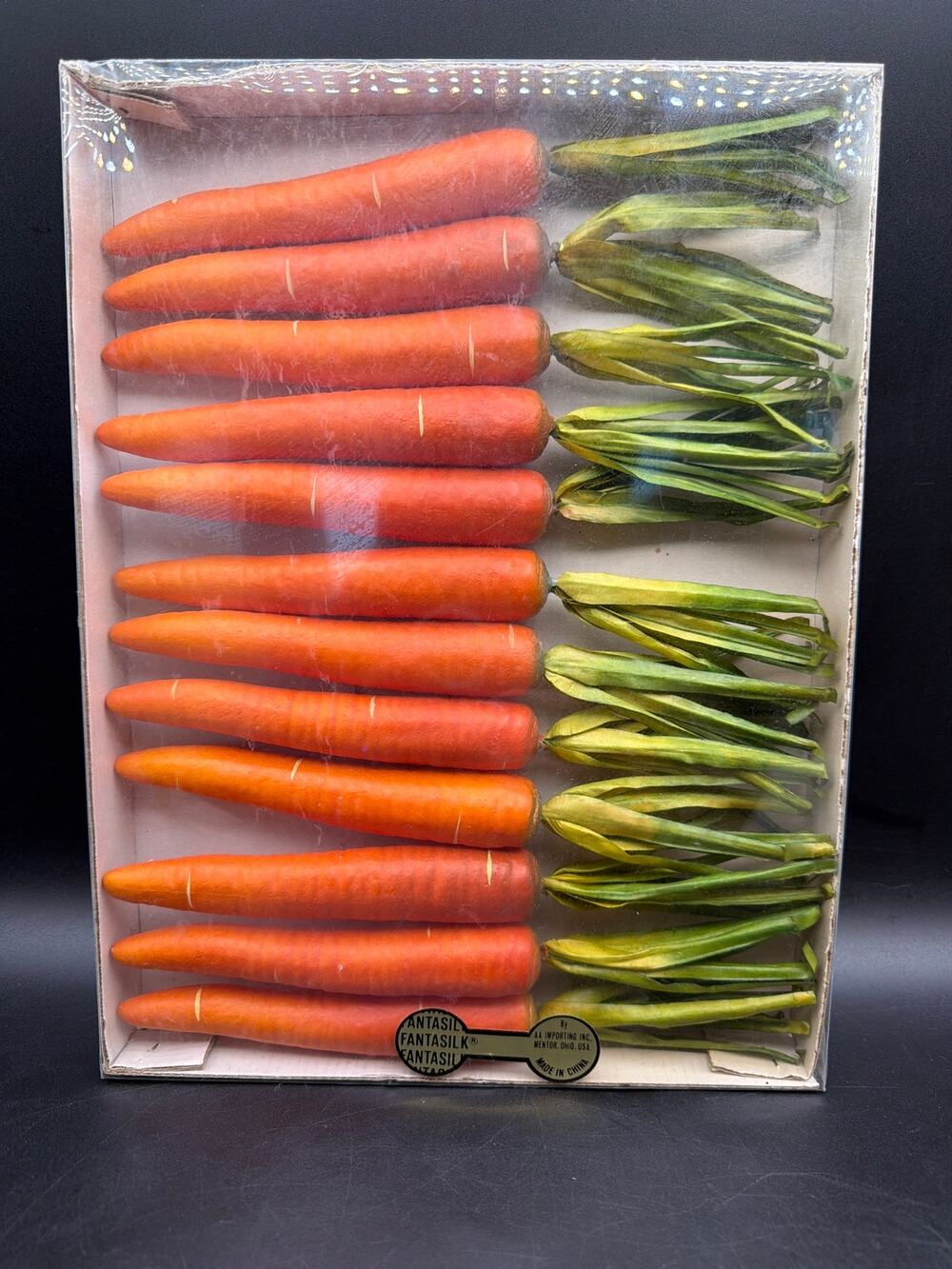 Vintage Fantasilk Artificial Carrots Set of 12 NOS Original Box AA Importing